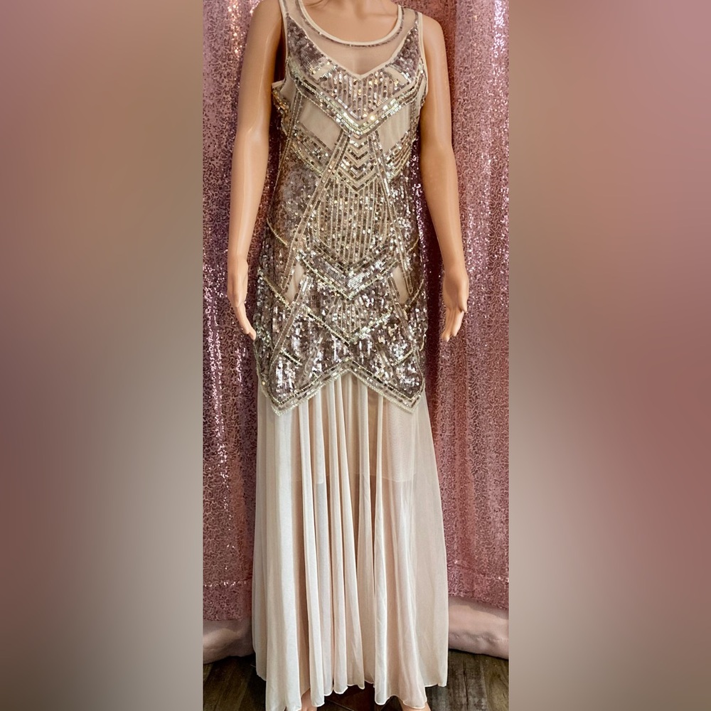 Sequin Embellished Evening Gown - Picture 1 of 2